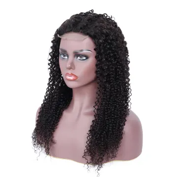 Amzhair Raw Peruvian Cuticle Aligned Human Hair Kinky Curly Lace Closure Wig Pre Plucked For Black Women Swiss 4X4 Lace Wig