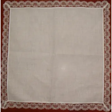White Cotton Ladies' Wedding Handkerchiefs with Nylon Lace