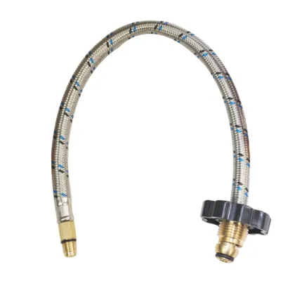 silver PVC hose with brass nut