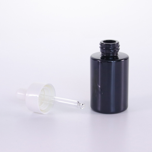 20 ml schwarze Glasserumflasche mit weißem Tropfen