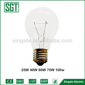 High power cheap price 25-100w E27 glass lamp clear incandescent light bulb
