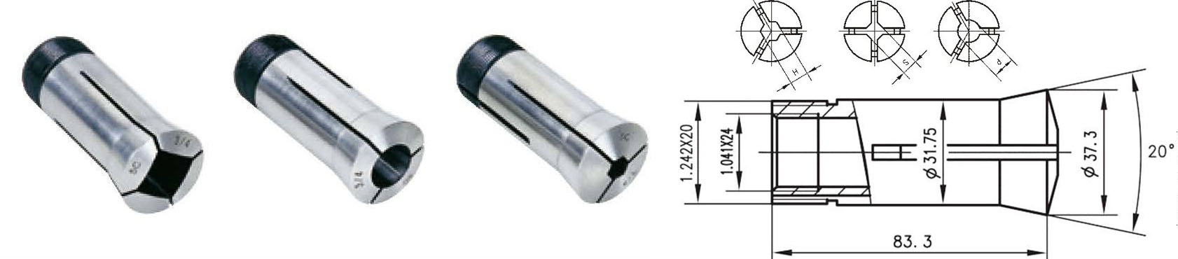 5C Collet parameter drawing