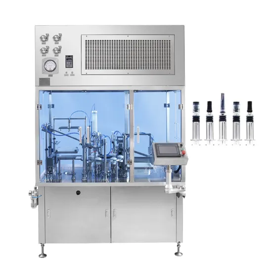 Automated Syringe Filling, Plugging, and Sealing Machine for Luer Lock Glass Syringes