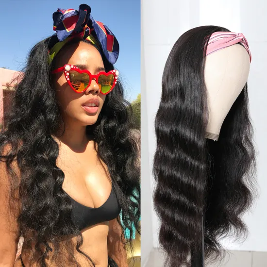 Head band Wigs For Black Women Malaysian Body Wave Human Hair Wigs With Headband Glueless Remy Scarf Headband Wig Human Hair