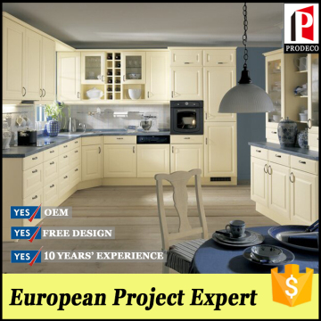 glaceful style shaker customized kitchen cabinet with glass shelf