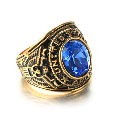 Zircon Stone US Military Sailor Ring for Men