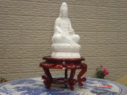 White Jade Marble Chinese Guanyin Buddha Statue for Home Decor