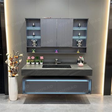 Modern Wall-Mounted Bathroom Vanity with Mirror and MDF Ceramic Top
