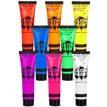 Neon Face and Body Paint for Dark Parties - Pretend Play Makeup with Fluorescent Glow