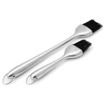 Set of 2 Dishwasher Safe BBQ Silicone Basting Brushes with Stainless Steel Handles