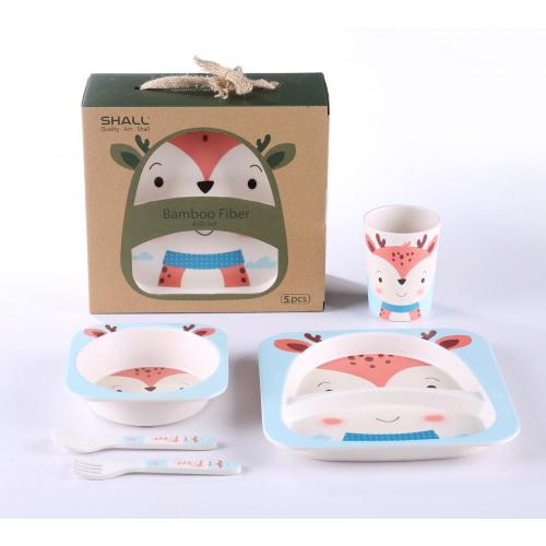 5pcs kids dinnerware set square shaped