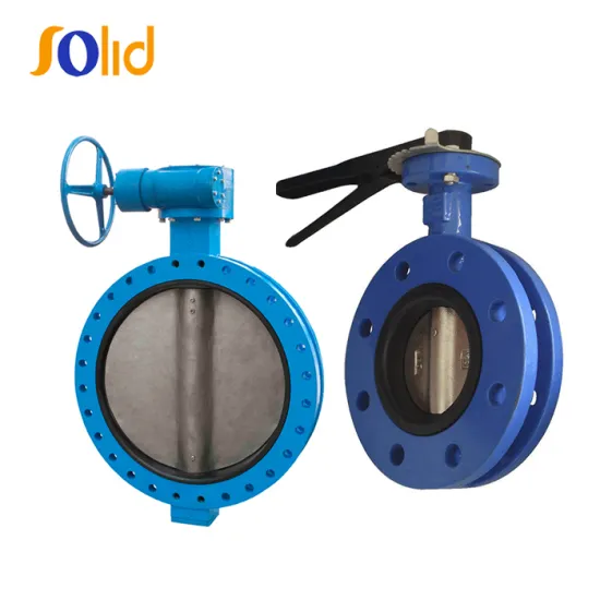 Ductile Iron U type thin double flange butterfly valve