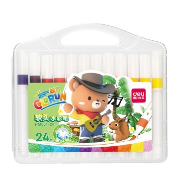 24pcs/Box Deli HM651 Soft-Headed Washable Watercolor Pen Set - 72 Box Carton