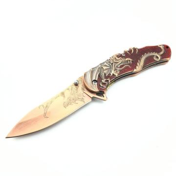 Embossed Pterosaur Semi-Automatic Folding Knife