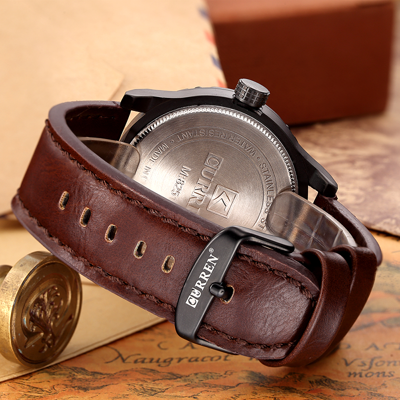 Classical Fashion Leather Waterproof Men Watches 