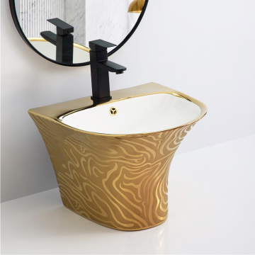 Budget-Friendly Luxury Gold Ceramic Bathroom Sink Basins