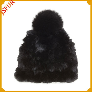 Fox Fur Pompom Customized Colourful Genuine Rabbit Fur Hat