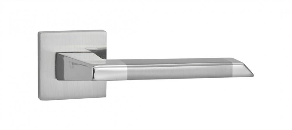 Latest style,chrome aluminum door handle on square rose