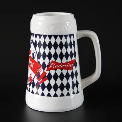 Classic White German Beer Mug with Logo