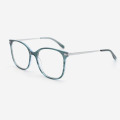 Round Acetate And Metal Combined Women's Optical Frames 23A3169