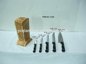 Five slots wooden or bamboo knife block