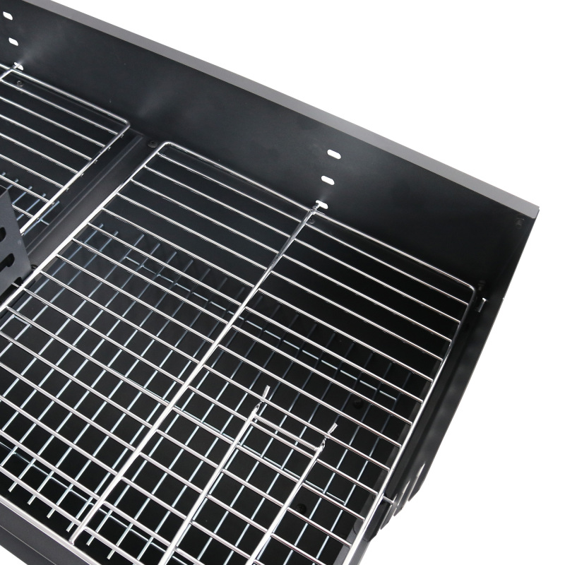 Outdoor Kitchen Black Windshield Grill Trolley Rectangular Charcoal Barbecue Grill