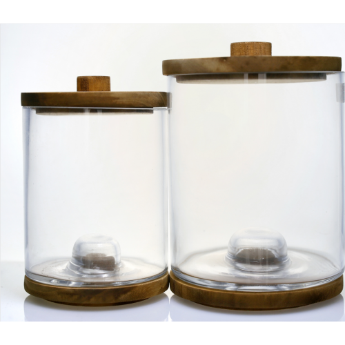 Storage Jar glass jars with wooden lids stackable jars Supplier