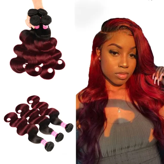 Wholesale Color T1B99J Burgundy Dark Wine 8A Brazilian Hair Body Weave Free Samples Bundles Ombre Virgin Hair