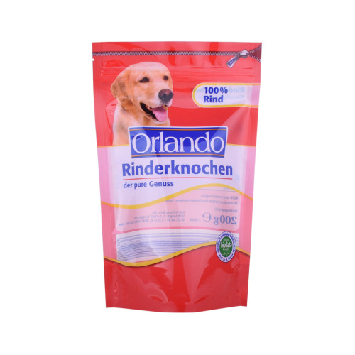 Bolsa de alimentos tratados com animal de estimação biodegradável / celofane stand up bolsa com zíper resealable