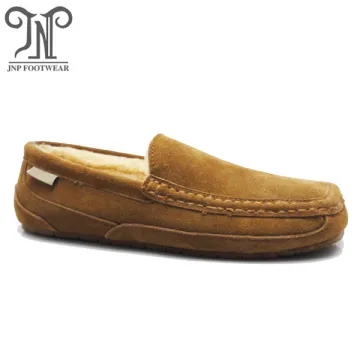 men's comfortable indoor moccasin suede bedroom slippers