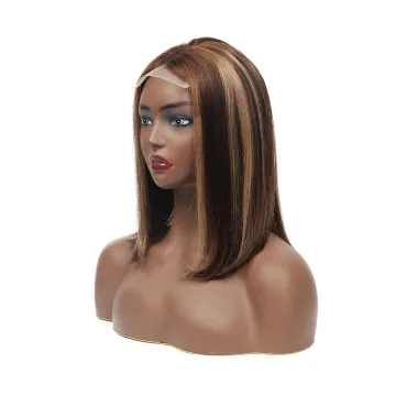 Malaysian Human Hair Wig Vendor Highlight Brown Short Bob HD Lace Wig Ombre Color Virgin Cuticle Aligned 4x4 Lace Front Closure