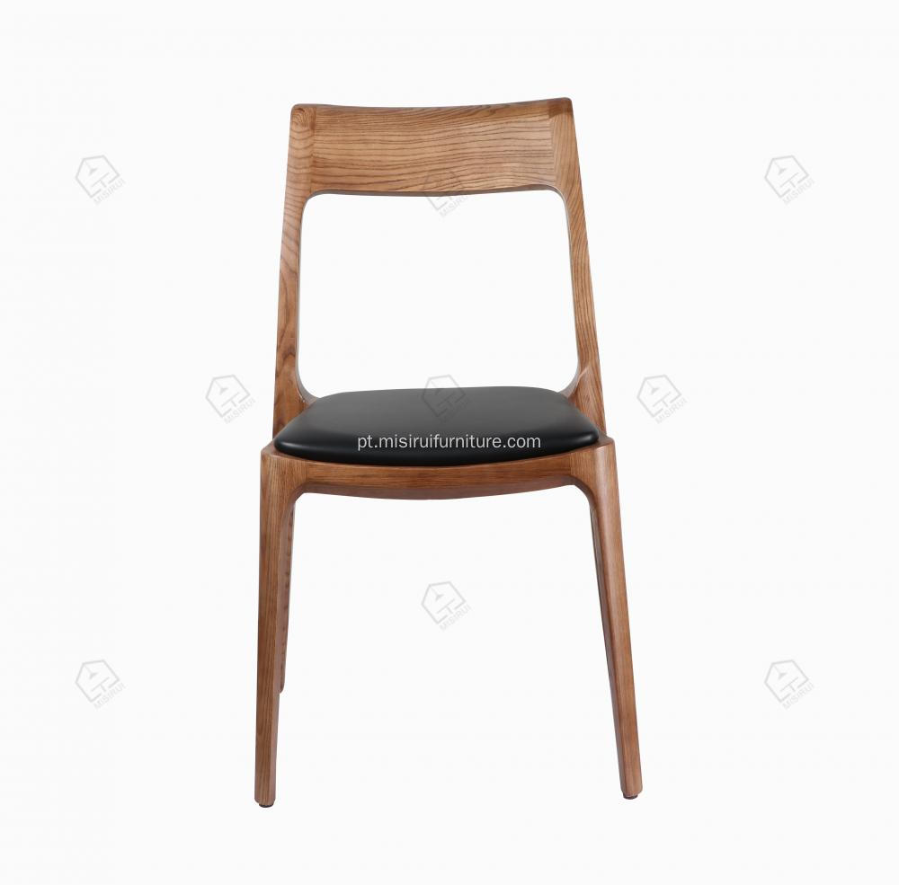 Designer Cadeiras de almofada preta sem braço de madeira sólida