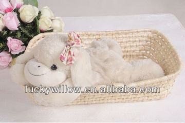 make corn husk storage basket with handle for gift&toys&food