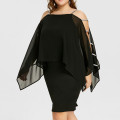 Plus Size Solid Color Strapless Irregular Chiffon Dress