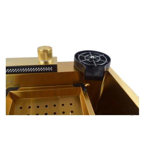 Gold Finish Countertop Sink with Cup Washer