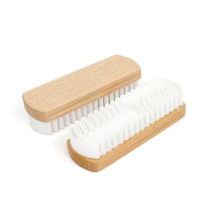 Wooden Shoe Brush - Velvet Care Brushes & Silicone Clean Brush