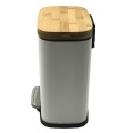 Bamboo Lid Powder Coated Trash Can