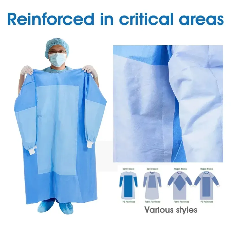 Sterile Surgical Gowns with Reinforced Design and Hand Towel Access