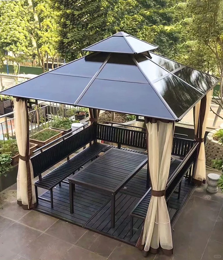 Galvanized Steel Double Roof Hardtop Gazebo