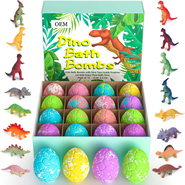OEM Custom Dinosaur Egg Bath Bombs with Toys Surprise, 16 Pack Organic Sets for Kids
