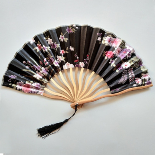 Pattern Hand Held Fans Silk Bamboo Folding Handheld Folded for Church Wedding Hand Fan Cool Bamboo Flower Personalized