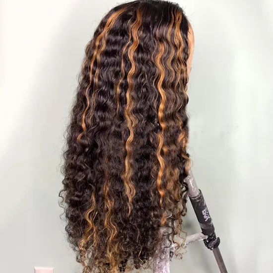 Yeswigs Human Wig Vendor Highlight Brown Wig Ombre Color Malaysian Virgin Cuticle Aligned Human Hair Wig HD Lace Front Closure