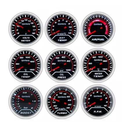 52mm Car Boost Gauge Kit: PSI Exhaust Gas Temp, Water Temp, Oil Press, Tachometer & Voltmeter