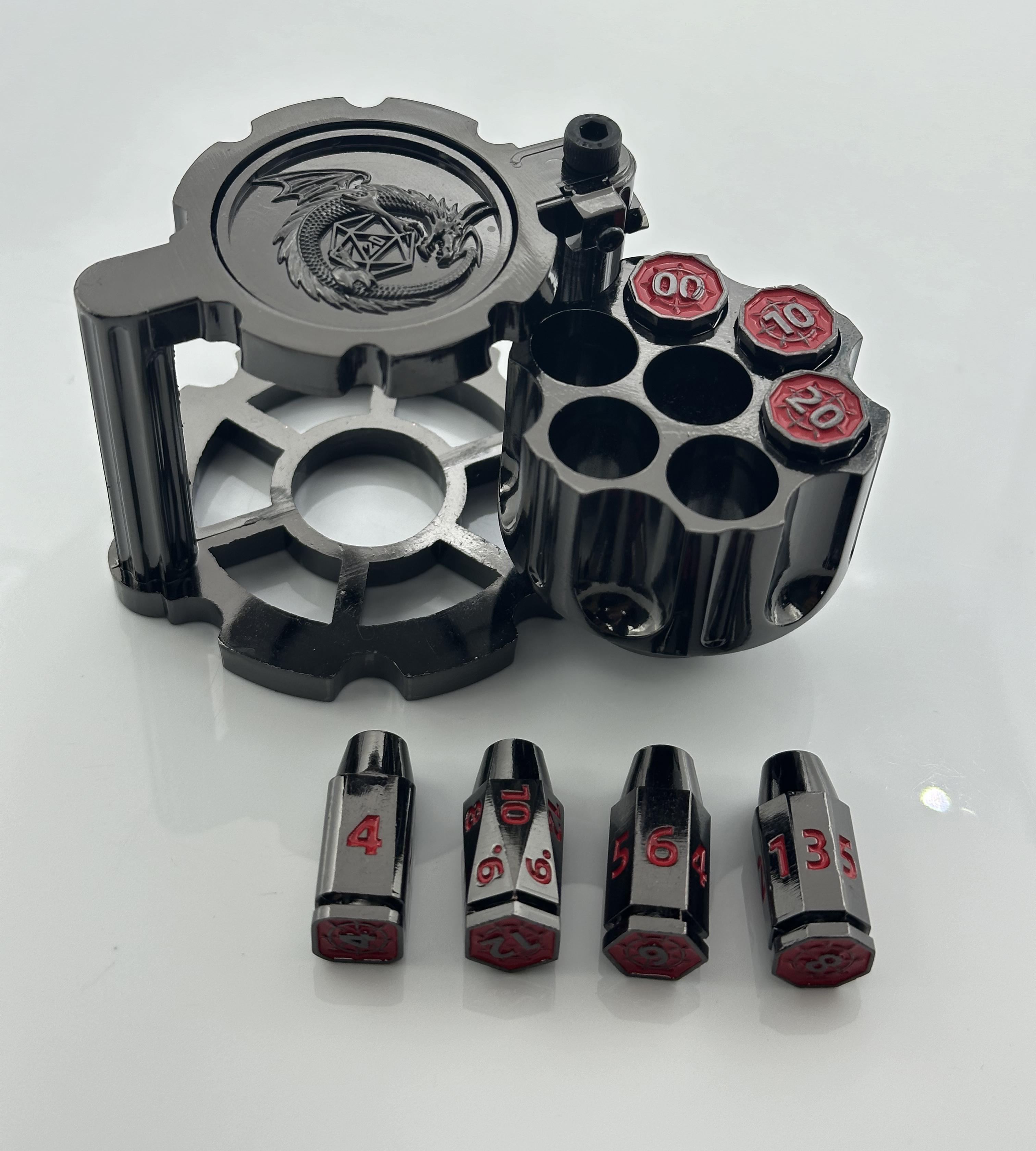 Cyberpunk Blood Style Spinning Revolver Metal Dice Set For Tabletop ...