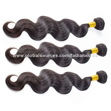 Brazilian Virgin Human Hair Weaves, Natural Color, Machine Made Weft, Free Sample and Fast Delivery