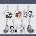 Customized Transparent Kawaii Carton Anime Acrylic Keychains UV Printed Rainbow Holographic Epoxy Resin Charms Unique Keyring