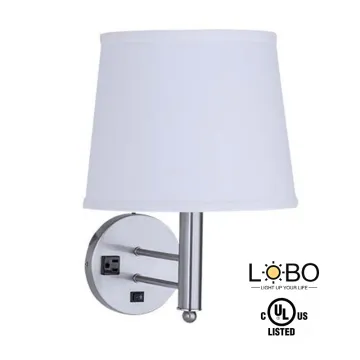 UL Listed Quality Inn Interior Headboard Bedside Wall Lamp with Convenience Outlet