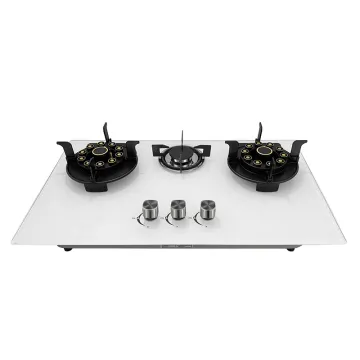 White Flip Top gas cooker LPG gas cooktops glass top battery 3 burner gas stove for kitchen