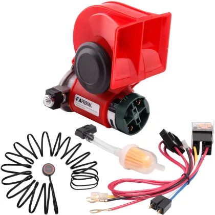 12V Compact Car Horn 130dB Air Motor Snail Train Electronic with Relay Harness Button