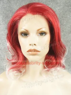 Red with White Tip Elegant Curly Synthetic Lace Front Wig